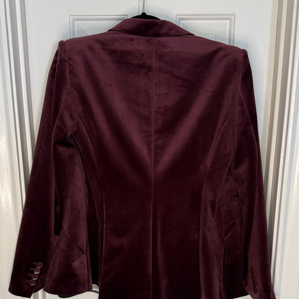 White House Black Market Deep Burgundy Velour Blazer - Picture 10 of 16